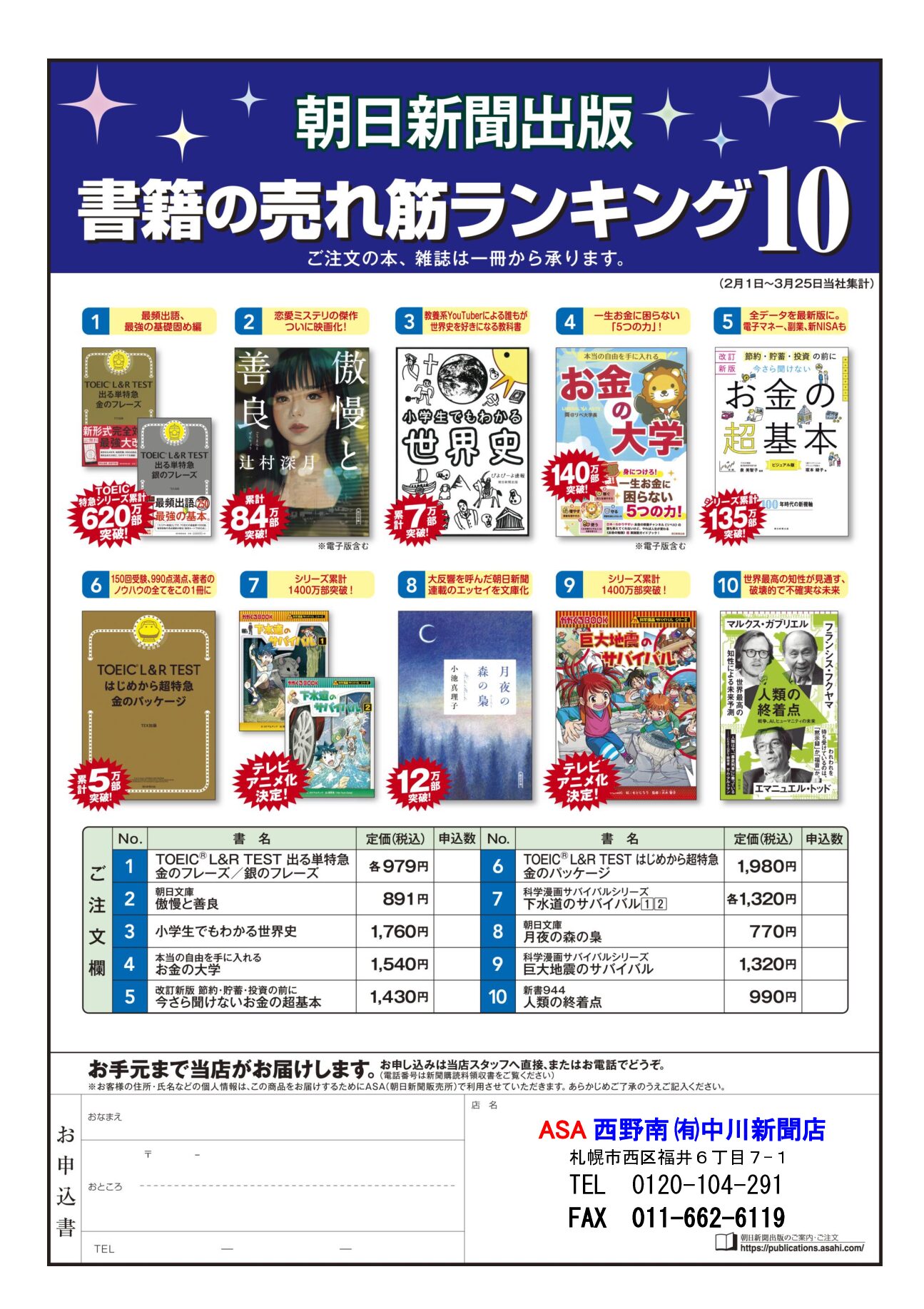 朝日新聞出版 書箱の売れ筋ランキング10 4月